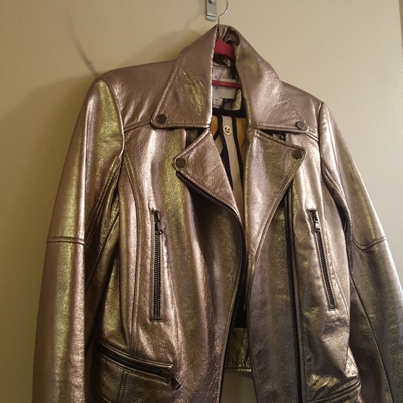 Mica Biker Metallic Leather Jacket - Picture 7 of 8